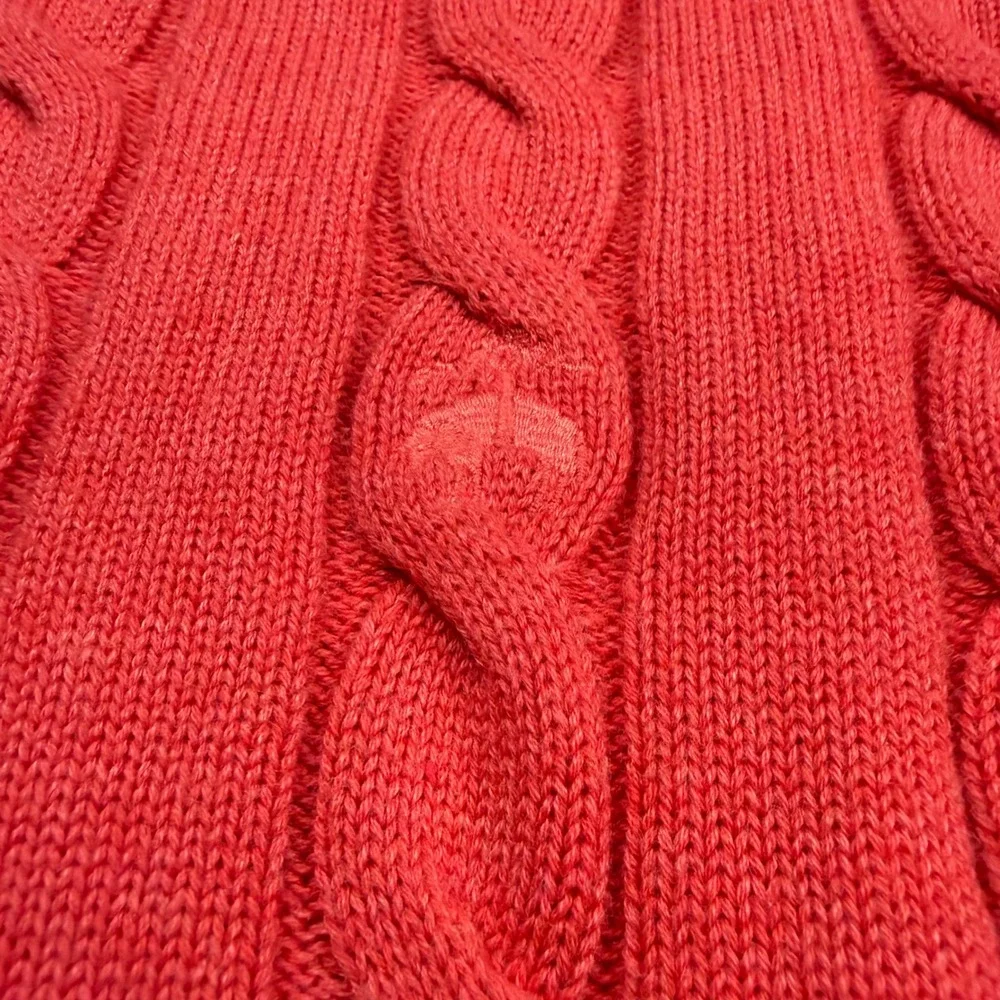 Brooks Brothers Mens Large Coral Pink Cable Knit Cotton Crewneck Sweater 42224